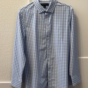 Mizzen+Main Leeward Performance Dress Shirt – Blue Gingham – Men’s L (Trim Fit)